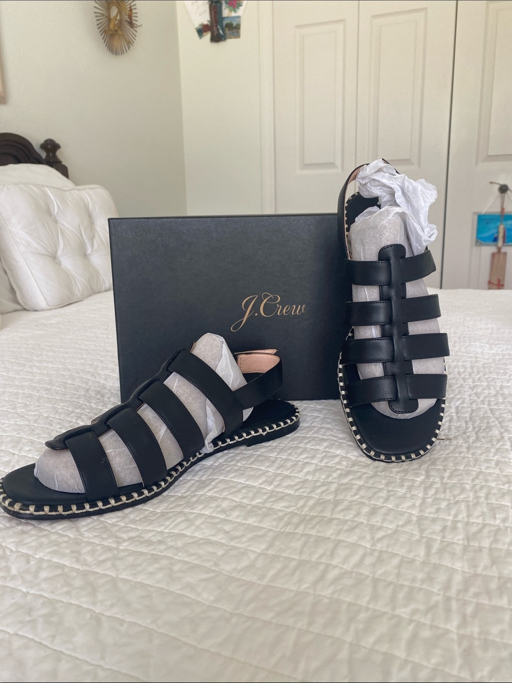 J. Crew Black Strappy Gladiator Sandals